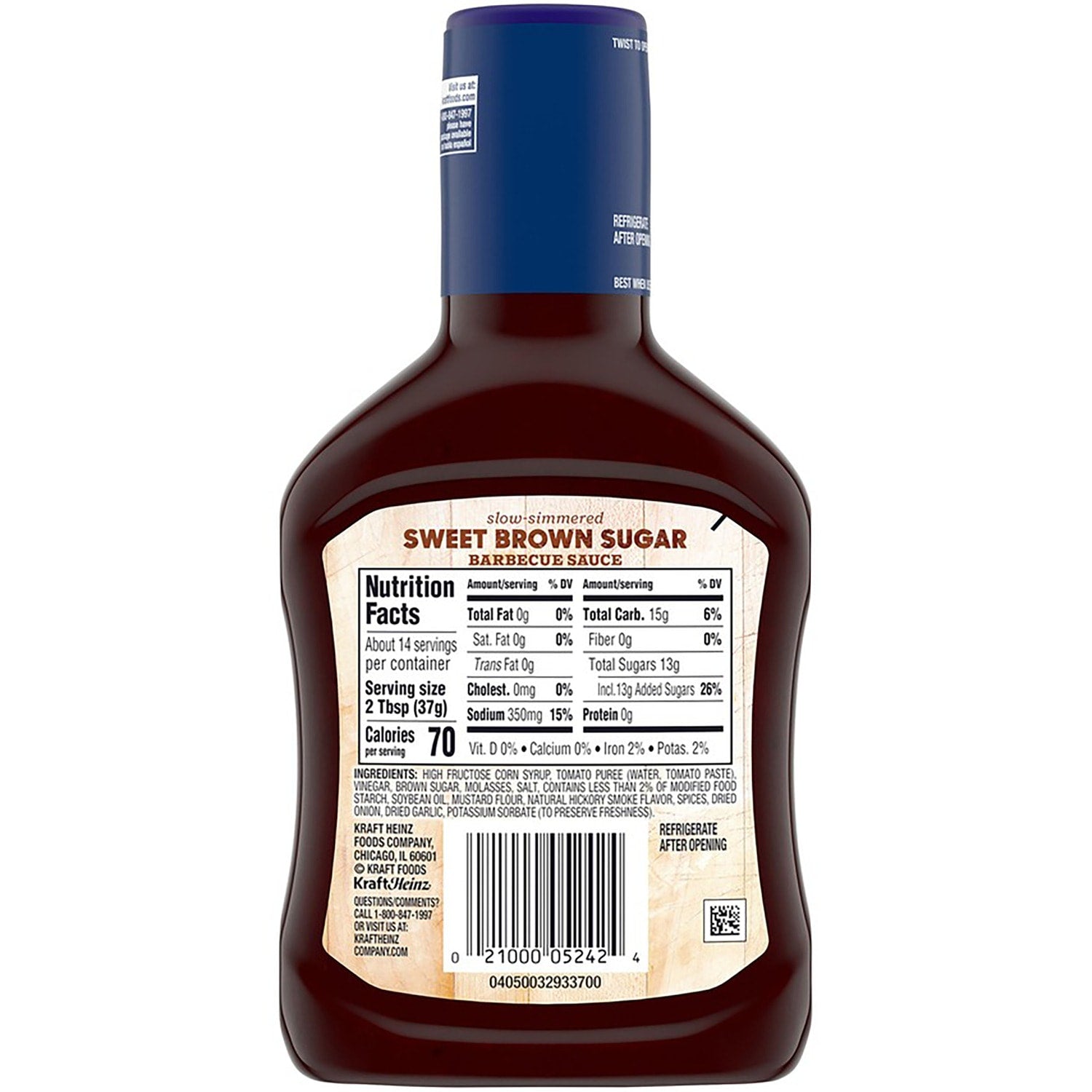 Kraft Slow-Simmered Sweet Brown Sugar Barbecue Sauce &amp; Dip, 18 oz. Bottles