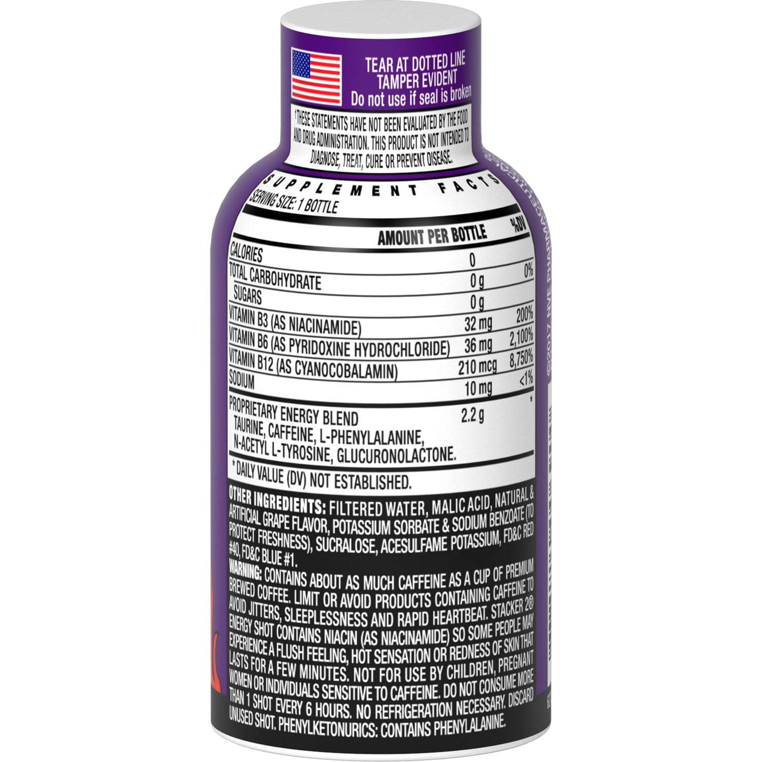 Stacker 2 Extra Strength Grape Xtra Energy Shots, 2 oz. Bottles
