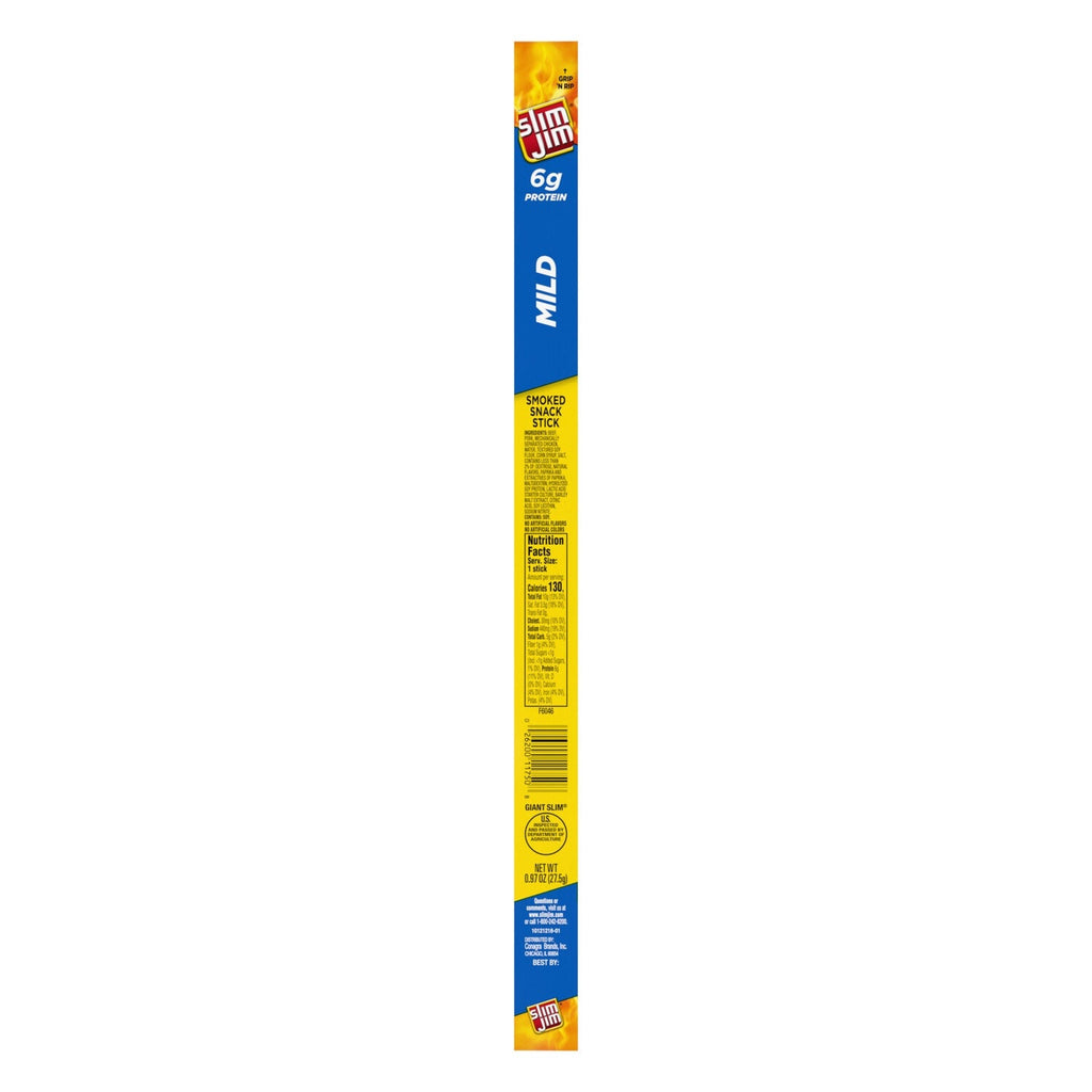 Slim Jim Giant Smoked Meat Sticks, Mild Flavor, 6g Protein Per Stick, 0.97 oz.