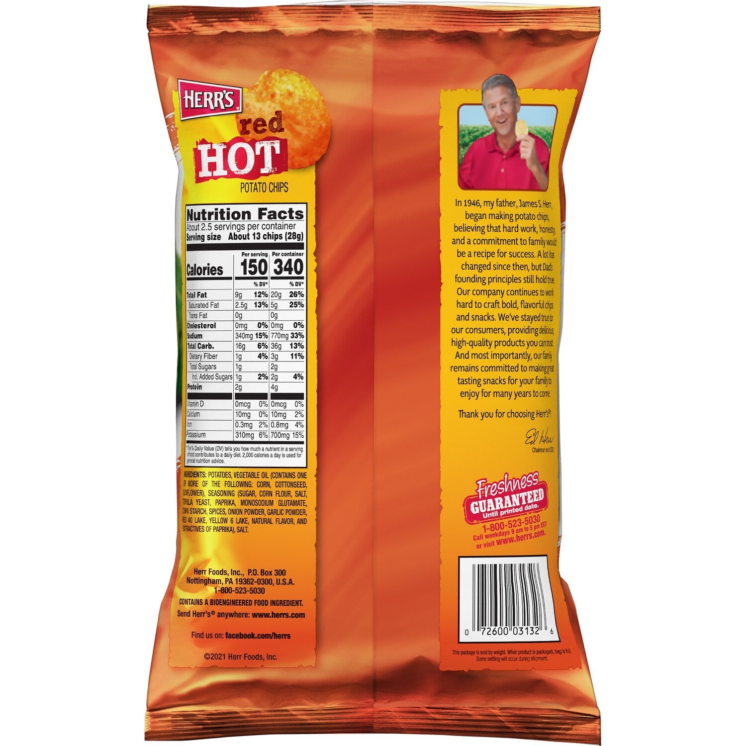 Herr's Red Hot Potato Chips, 1-ct.