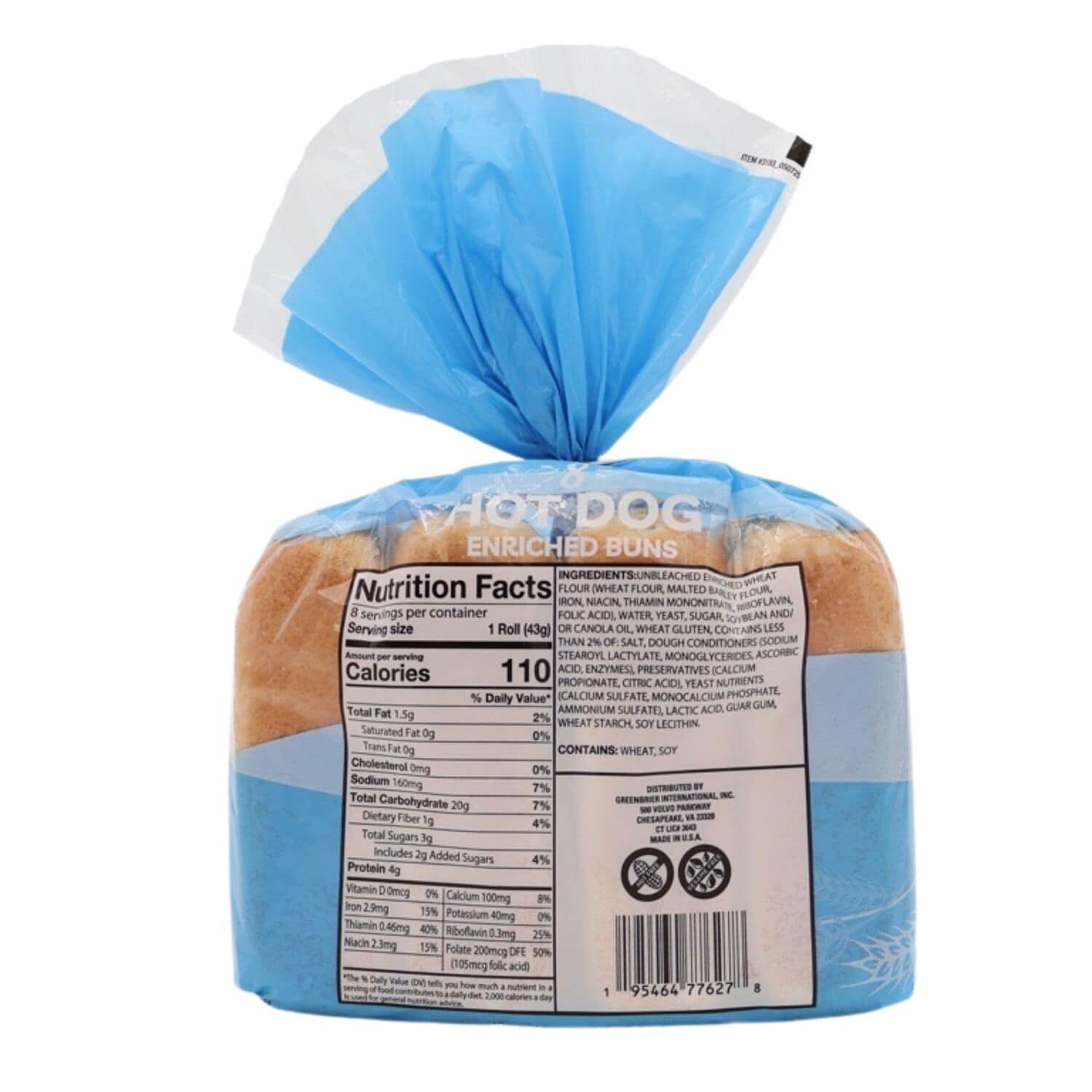 Founders Street Hot Dog Enriched Buns, 8-pc Pack.