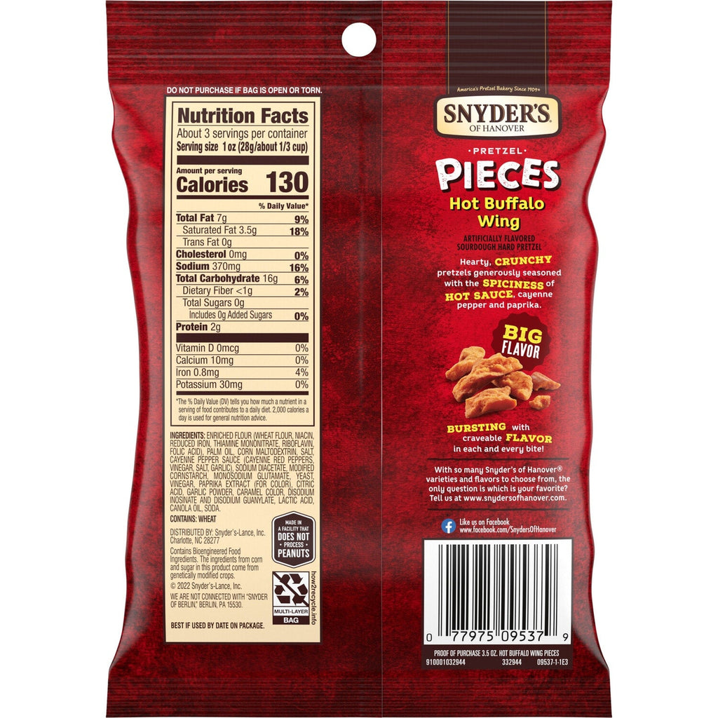 Snyder's of Hanover Hot Buffalo Wing Pretzel Pieces, 3.5 oz.