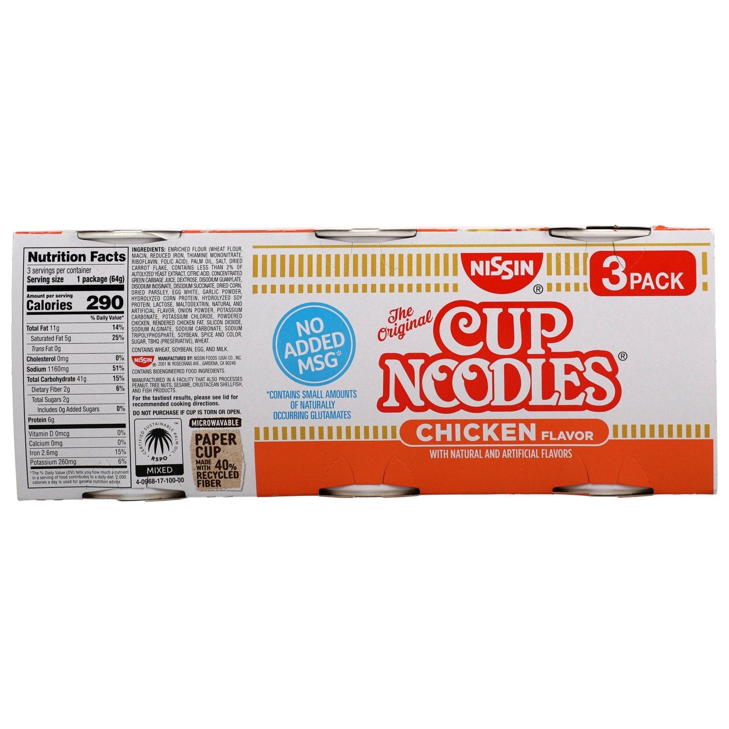 Nissin Cup Noodles Chicken Flavor, 3-ct. Pack