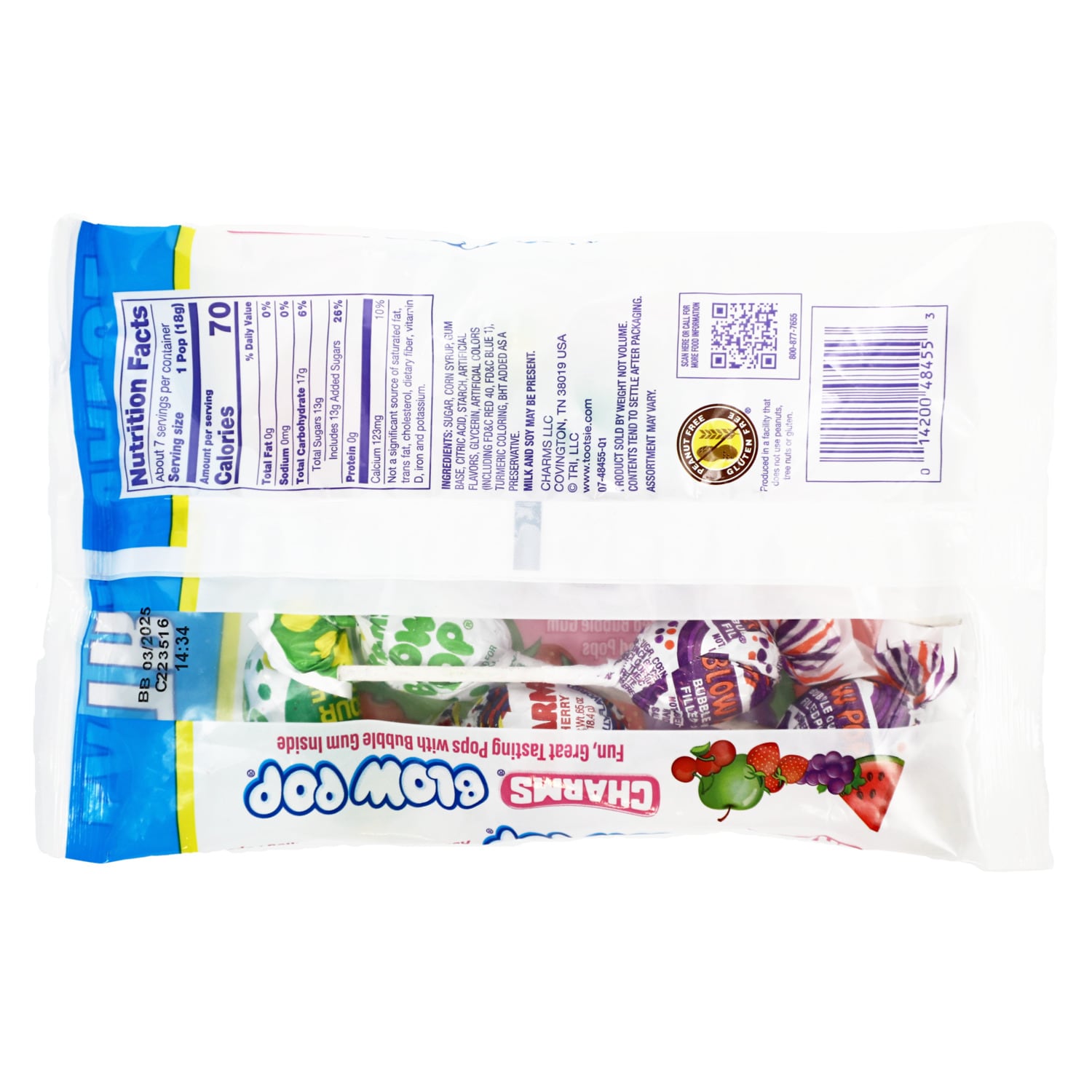 Charms Blow Pops Bubblegum-Filled Lollipops, 4.55-oz.