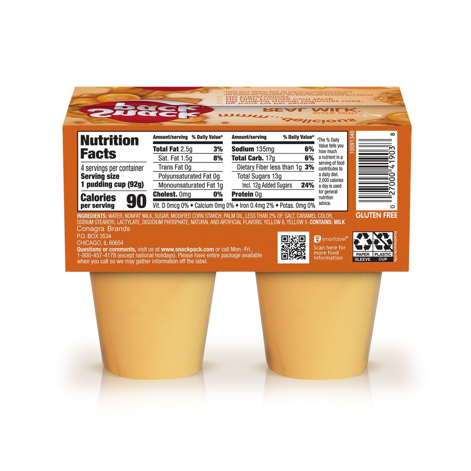 Snack Pack Butterscotch Pudding, 2-pc Pack.