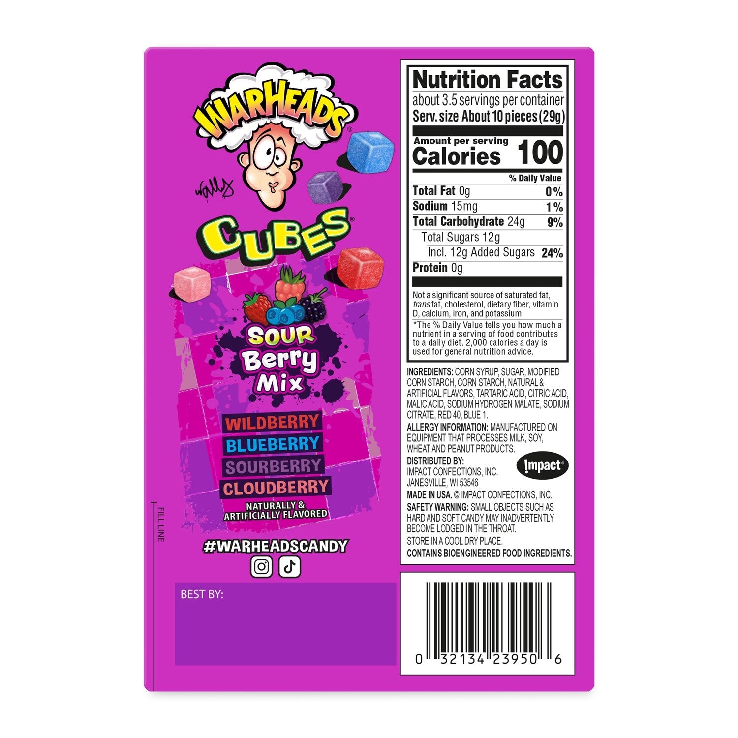 Warheads Sour Berry Cubes, 3.5-oz. Boxes