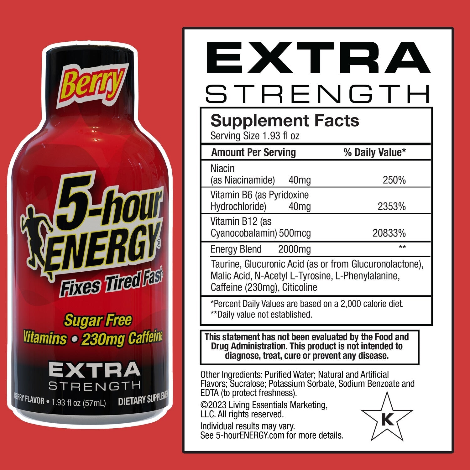 5-hour ENERGYÂ® Shot, Extra Strength, Berry, 1.93 oz.
