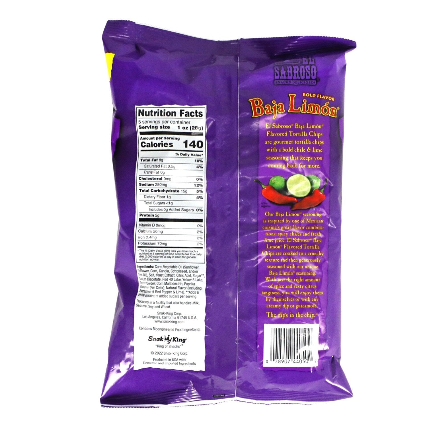 El Sabroso Baja LimÃ³n Spicy Chile &amp; Lime Tortilla Chips, 5-oz.