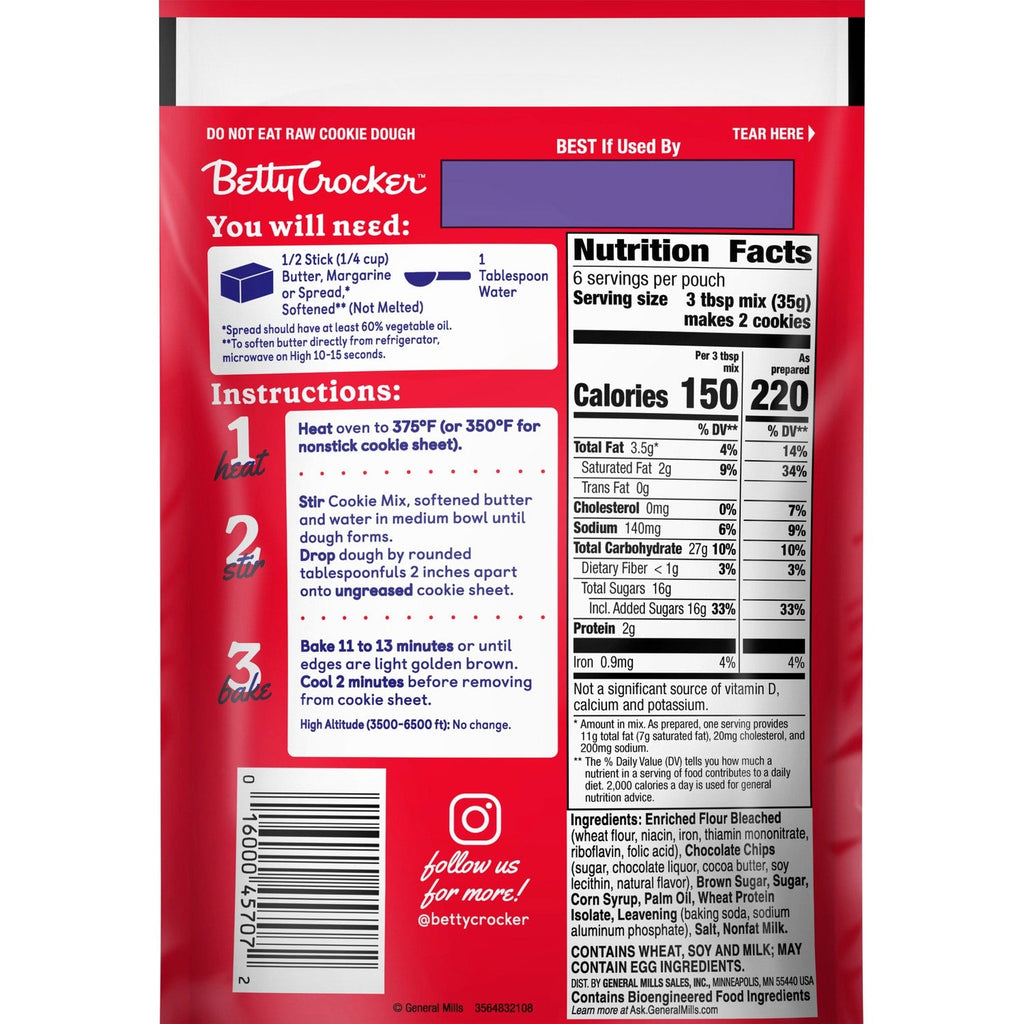 Betty Crocker Chocolate Chip Cookie Mix, 7.5-oz.