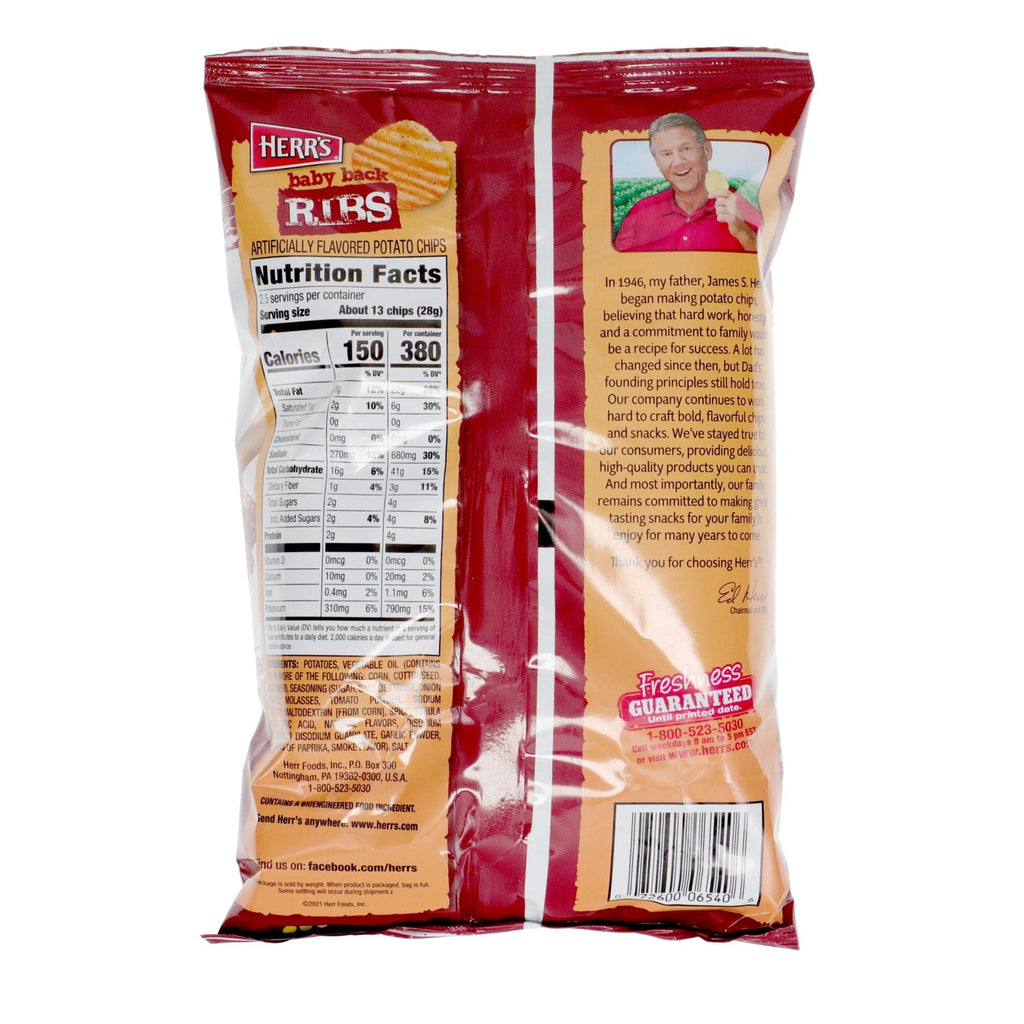 Herrâs Baby Back Ribs Potato Chips, 2.5 oz.
