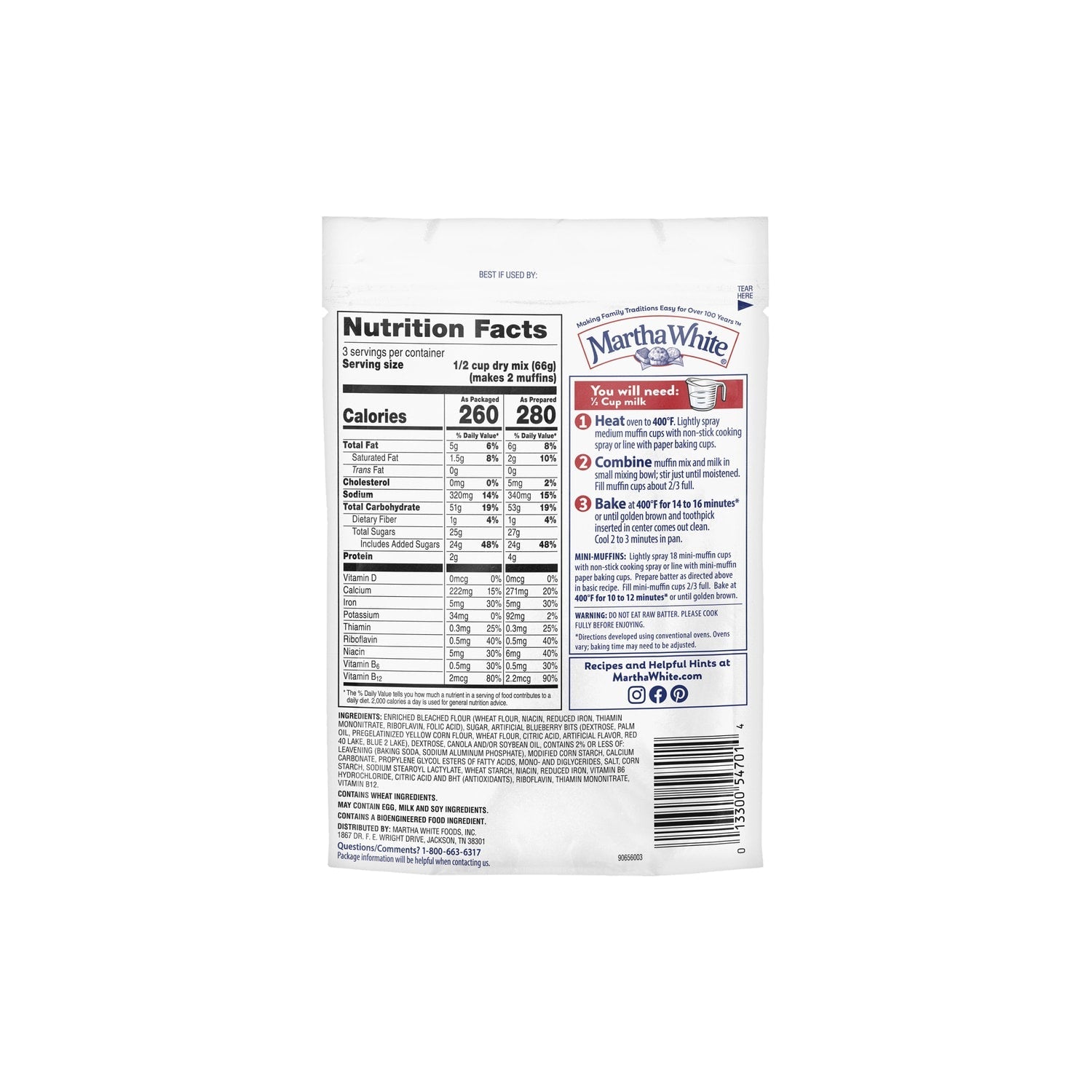 Martha White Blueberry Muffin Mix, 1-ct.