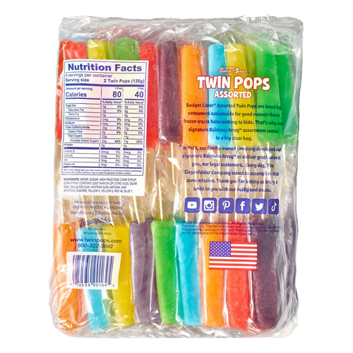 Budget Saver Assorted Twin Pops, 18-pc Pack.