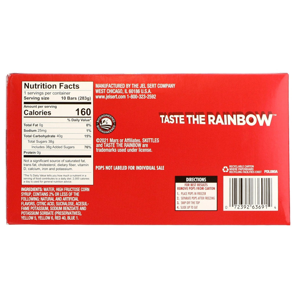 Skittles Freezer Pops, Assorted Flavors, 10-pc Pack.