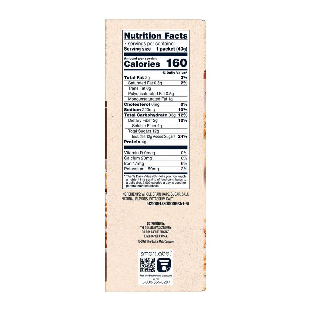 Quaker Instant Oatmeal Maple &amp; Brown Sugar, 7-ct. Pack