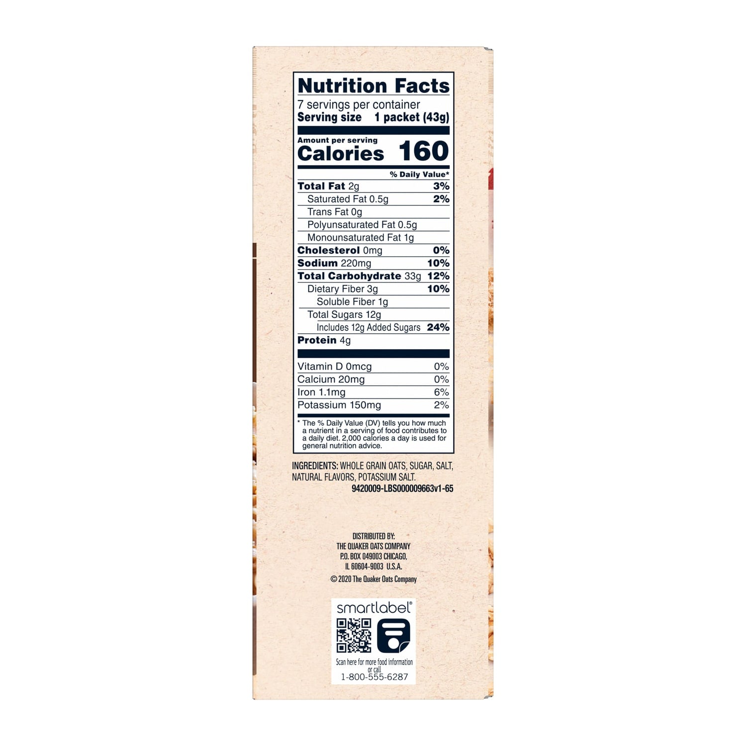 Quaker Instant Oatmeal Maple &amp; Brown Sugar, 7-ct. Pack