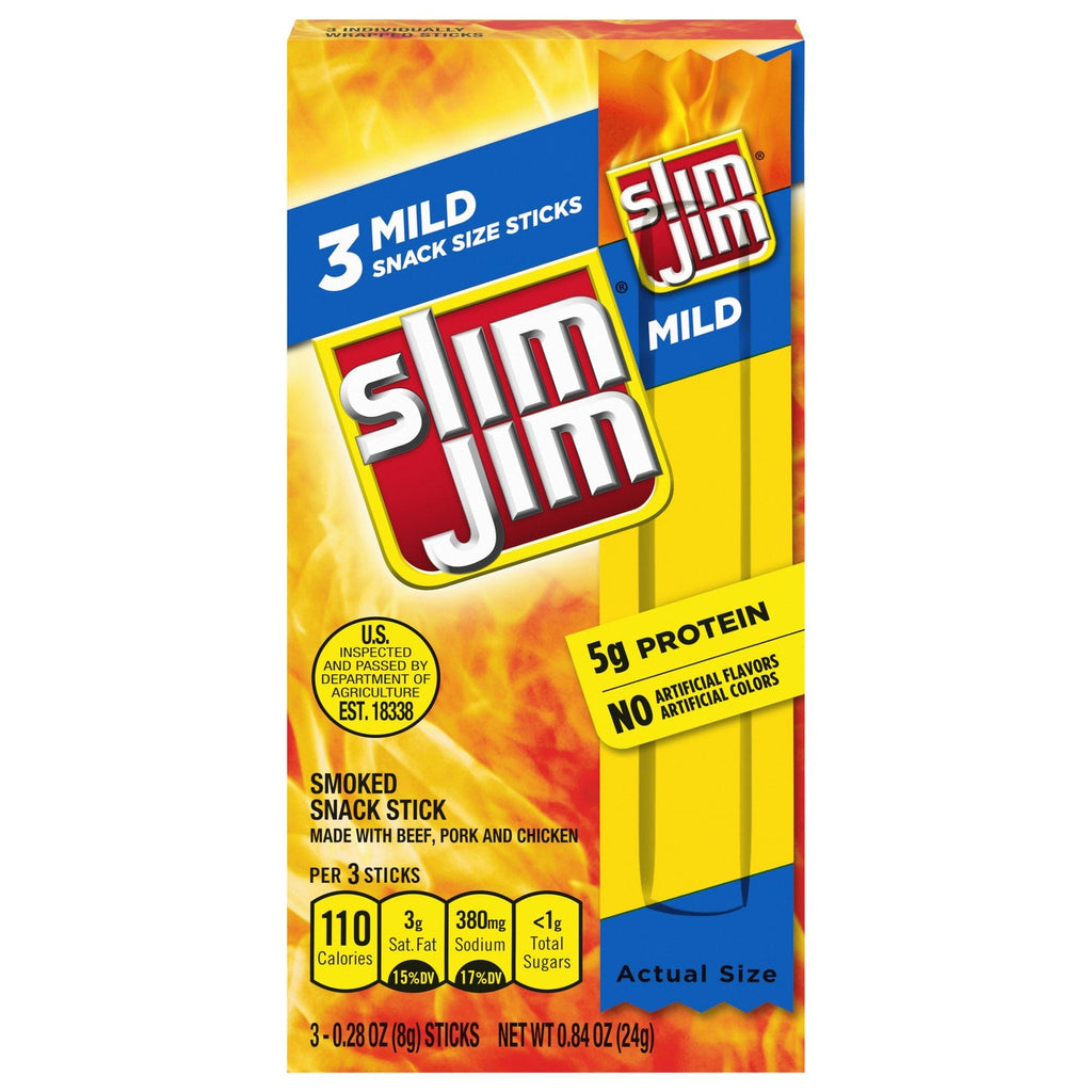 Slim Jim Mild Snack-Sized Meat Sticks, 3-ct. Box