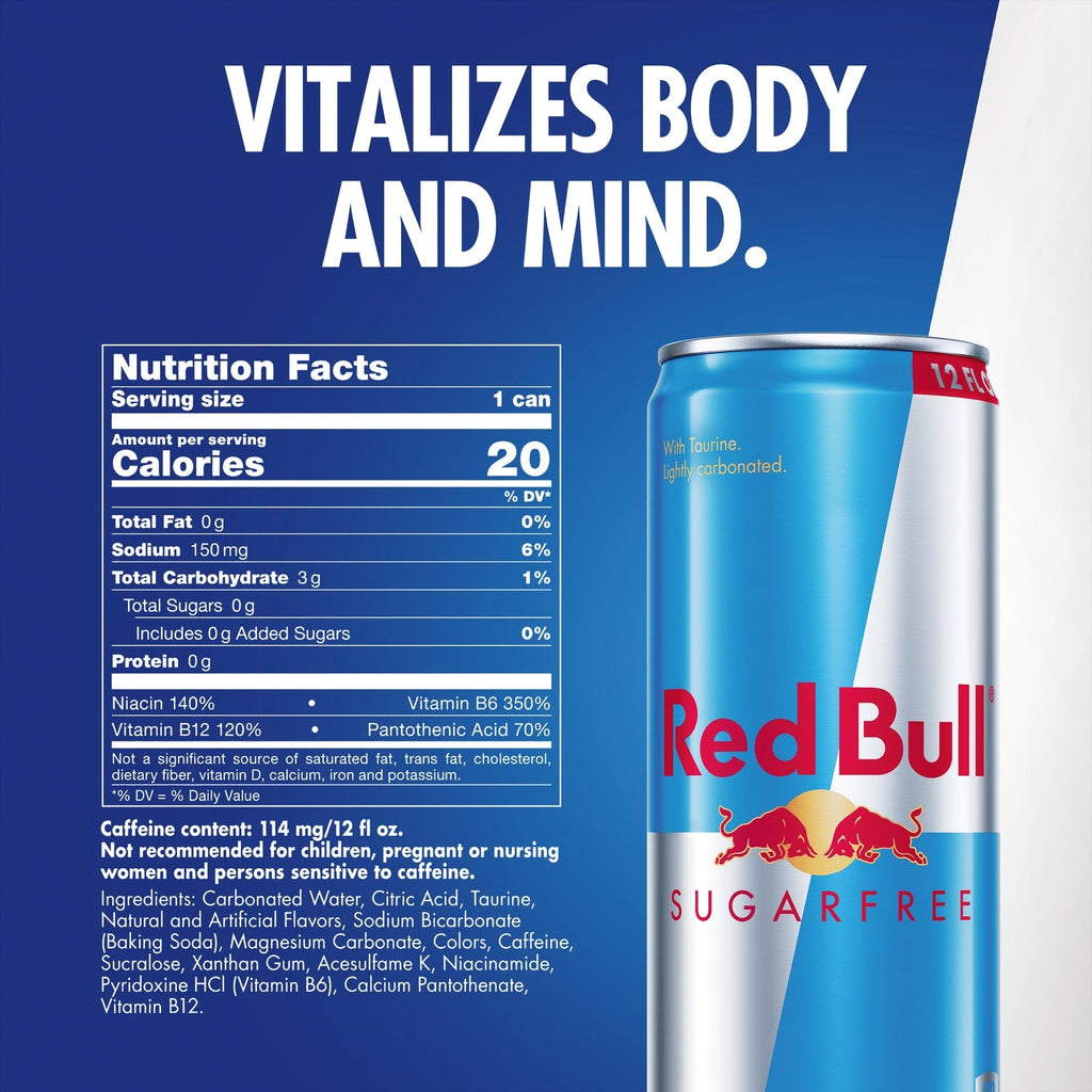 Red Bull Sugarfree Energy Drink, 114mg Caffeine, 12 fl oz Can