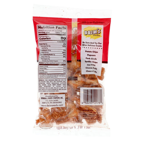 Brimâs Hot Barbecue Soft Cracklin Pork Rind Snacks, 2 oz.