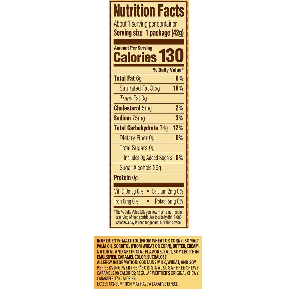 Werther's Original Sugar-Free Caramel Coffee Hard Candies, 1.46-oz. Bags