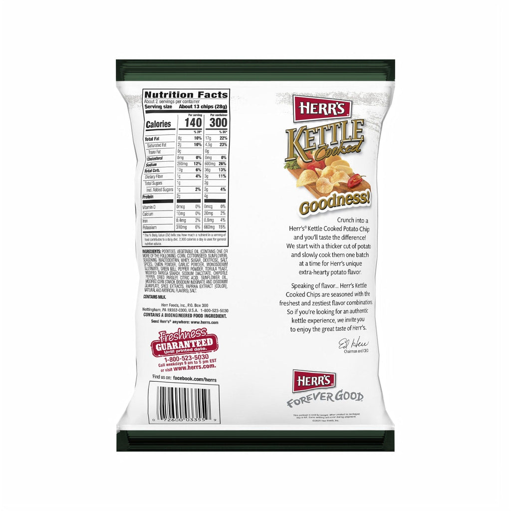 Herr's Kettle Cooked Jalapeno Flavored Potato Chips, 1-ct.