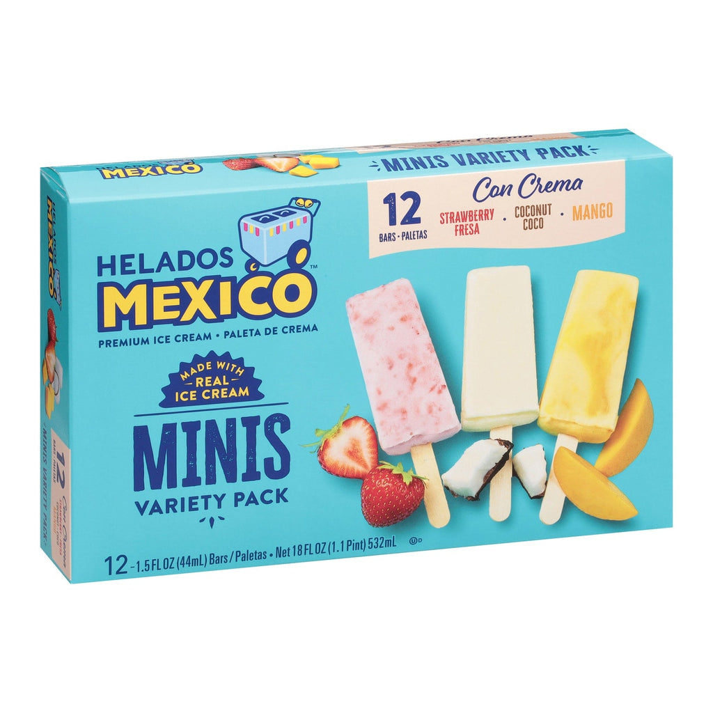 Helados Mexico Mini Ice Cream Bars, Assorted Flavors, 12-pc Pack.