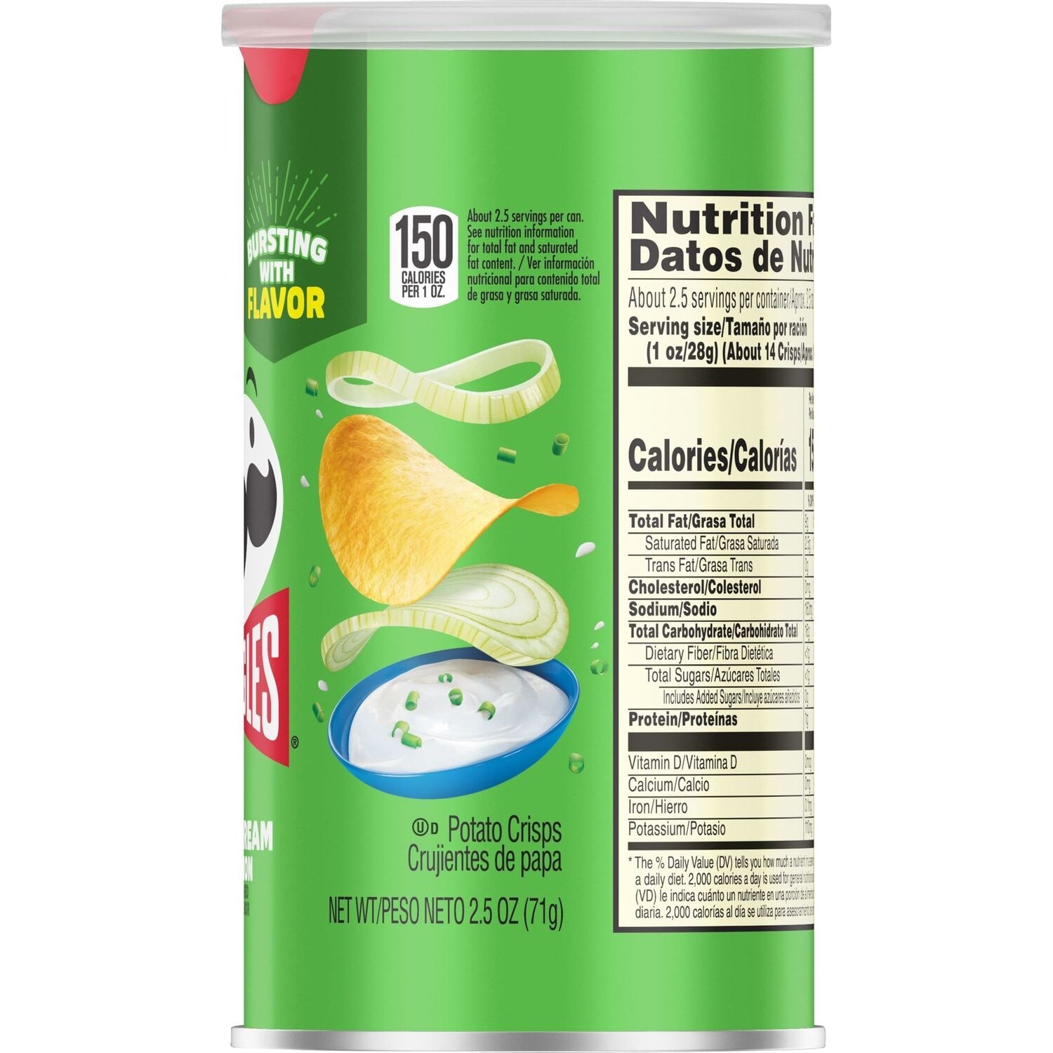 Kellogg's Pringles Grab &amp; Go Sour Cream &amp; Onion Chips, 2.5-oz. Canisters