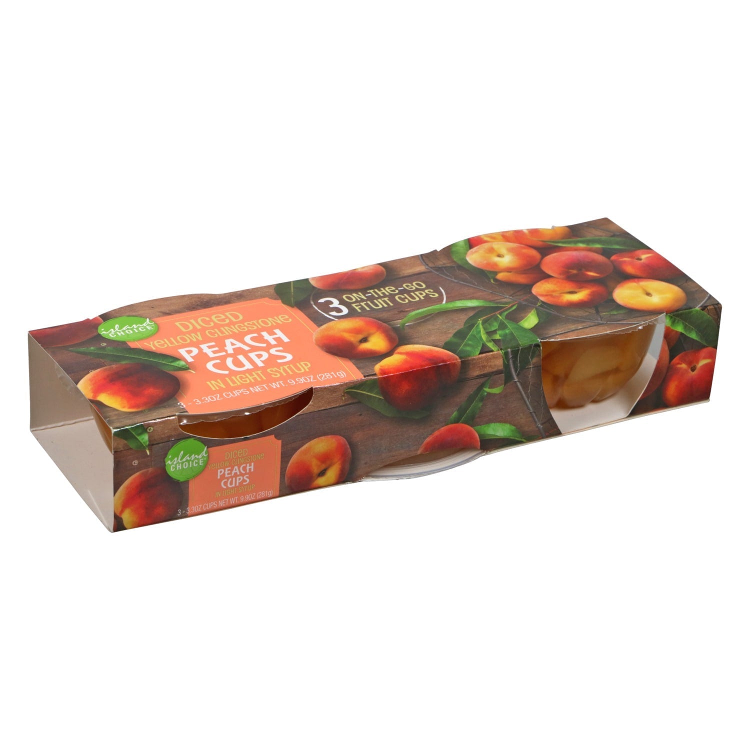 Island Choice Yellow Clingstone Diced Peach Cups, 3-ct. Packs