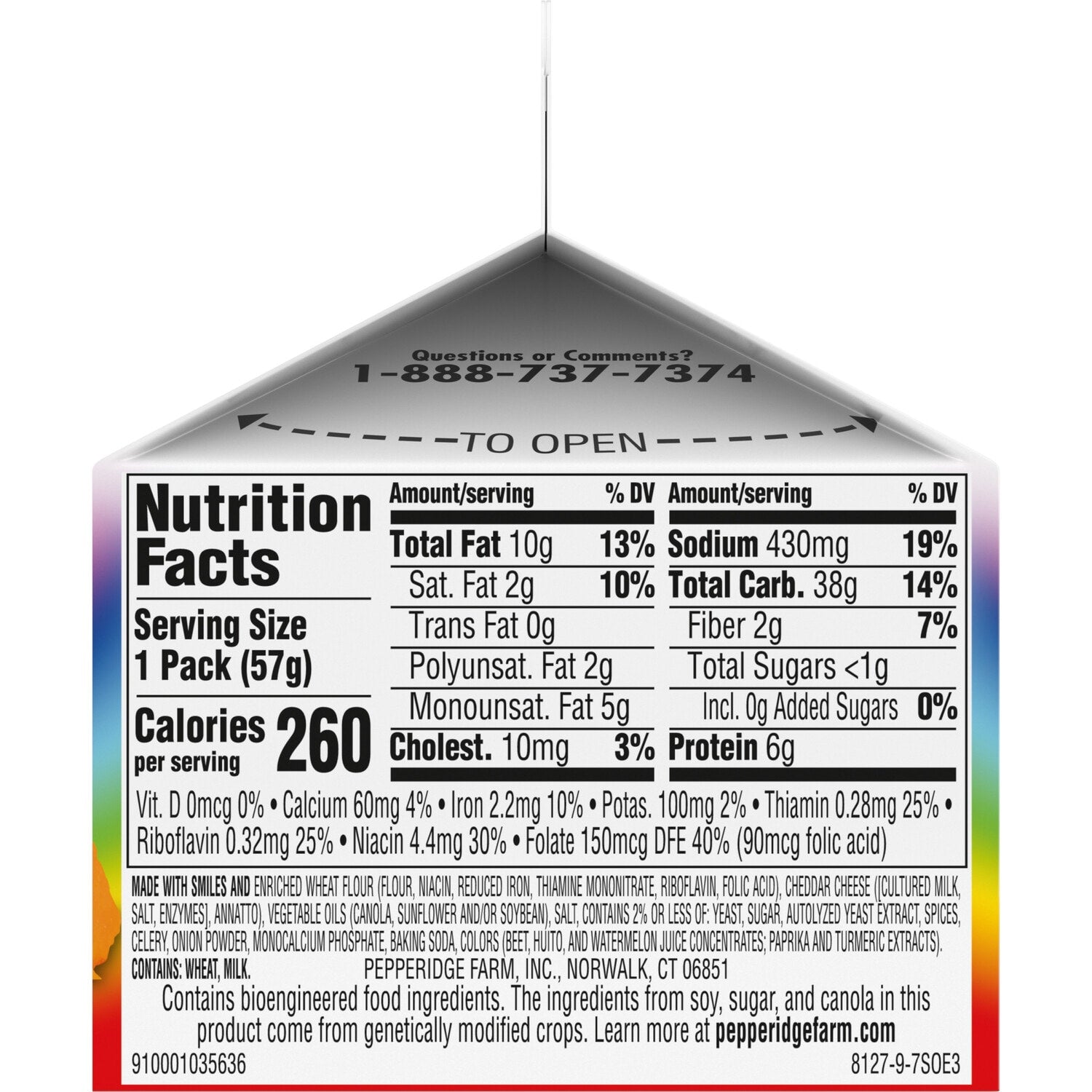 Pepperidge Farm Goldfish Colors Cheddar Cheese Crackers, 2 oz