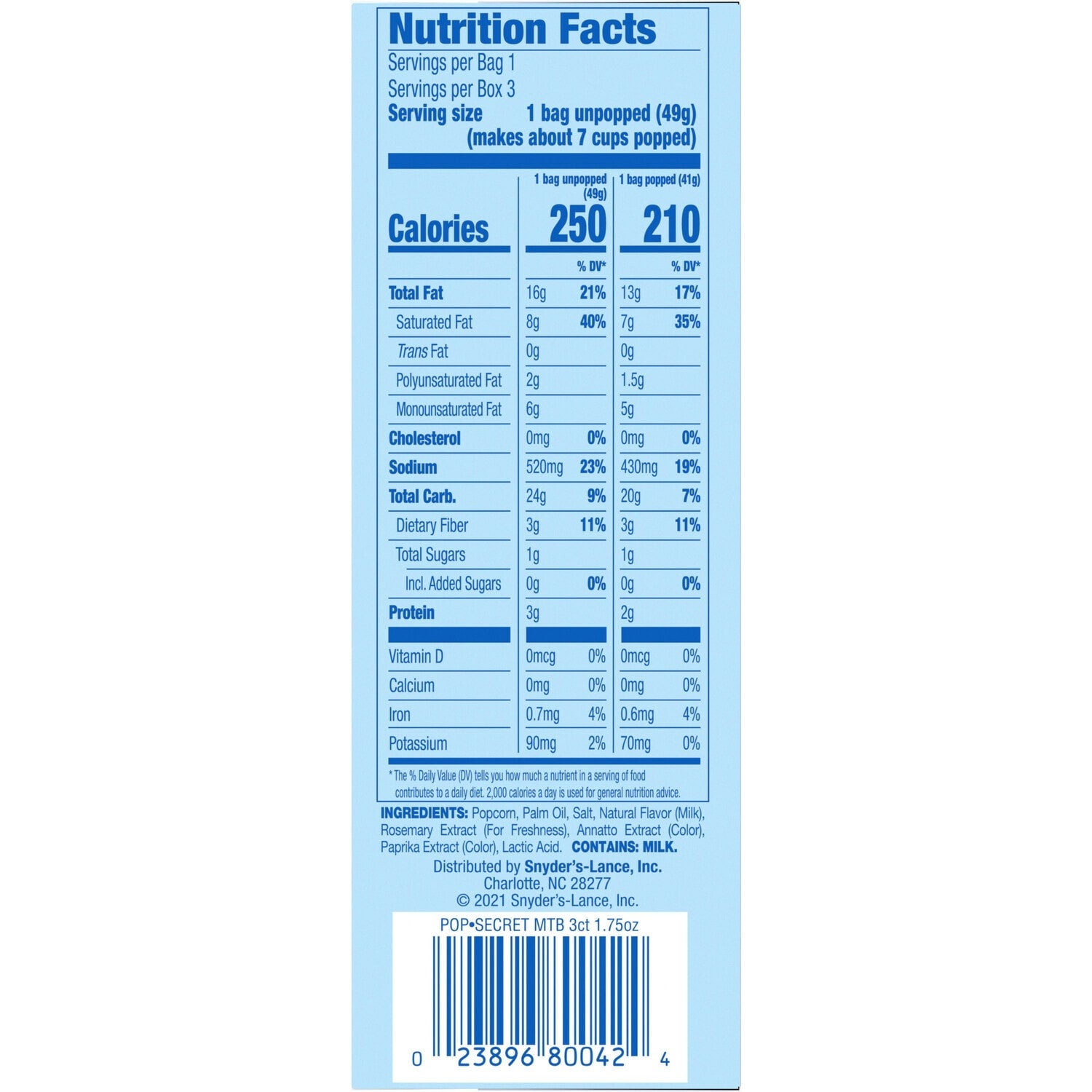 Pop Secret Popcorn, Movie Theater Butter Microwave Popcorn, 1.75-oz. Snack Bags, 3 ct.