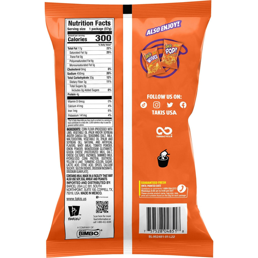 Barcel Takis Intense Nacho Tortilla Chips, 2 oz.