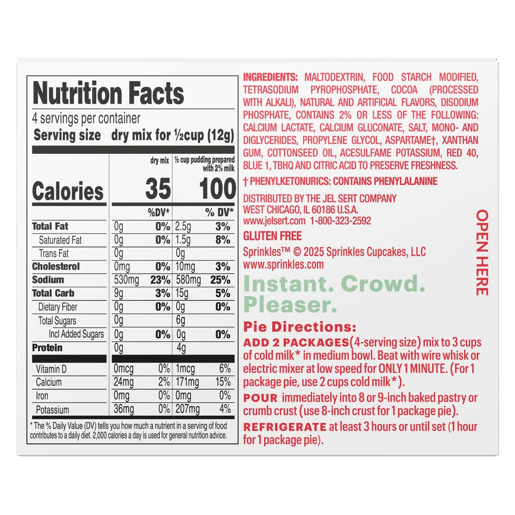 Sprinkles Sugar Free Red Velvet Cupcake Pudding &amp; Pie Filling Box, 1-ct.