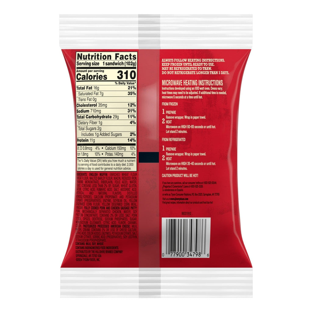 Jimmy Dean Sausage and Cheese English Muffin Sandwiches, 1 ct.