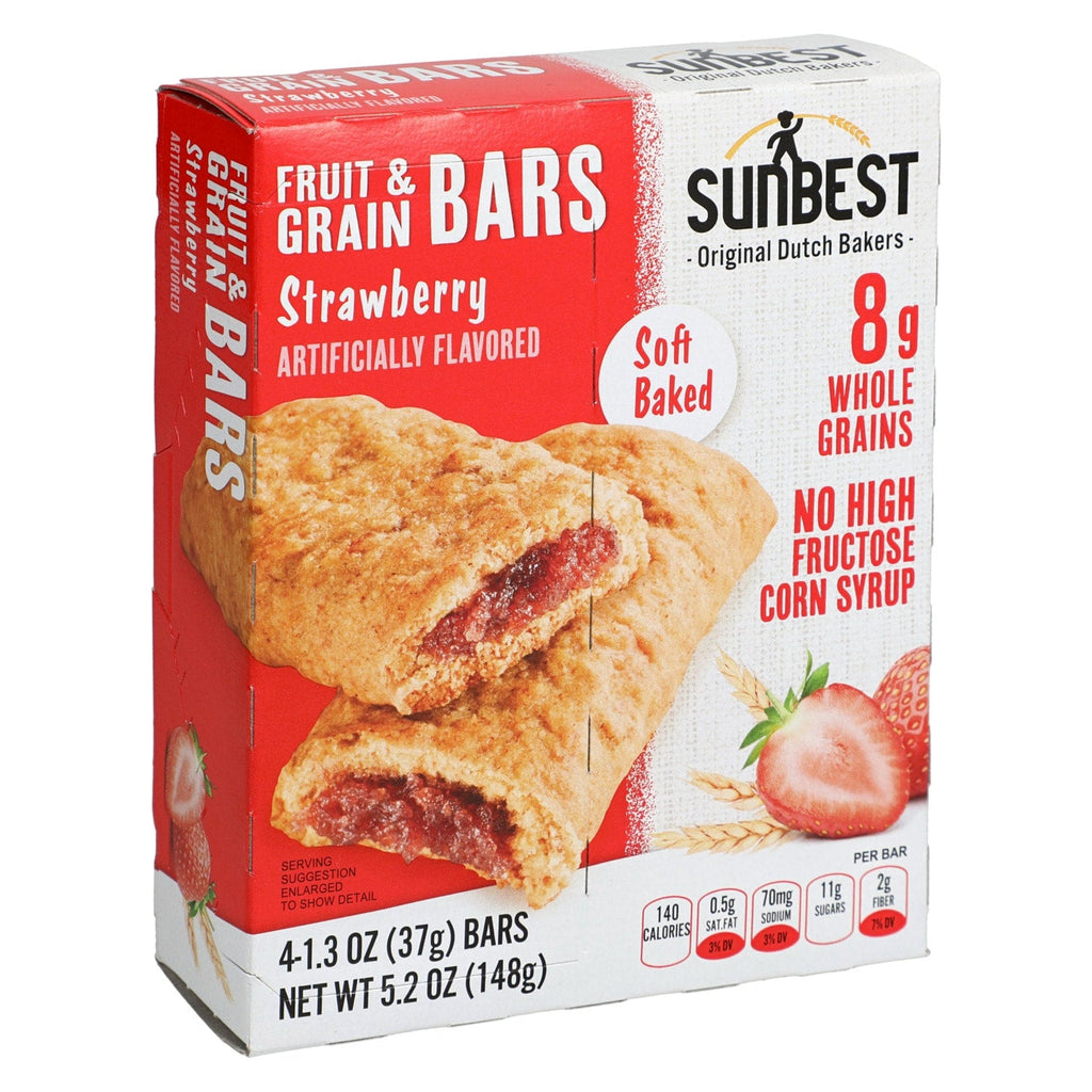 Sunbest Strawberry-Flavored Fruit And Grain Bars, 4-pc Pack.