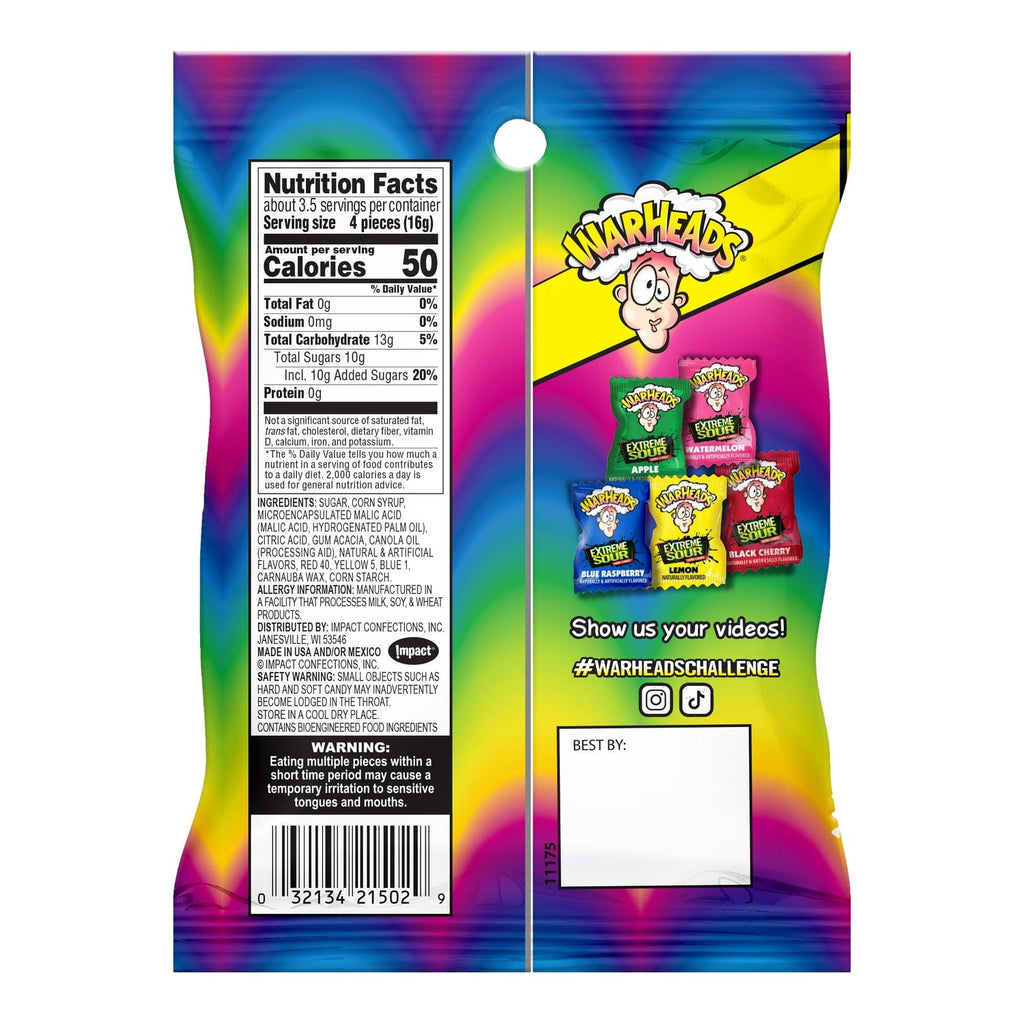Warheads Extreme Sour Hard Candies, 2 oz. Bags