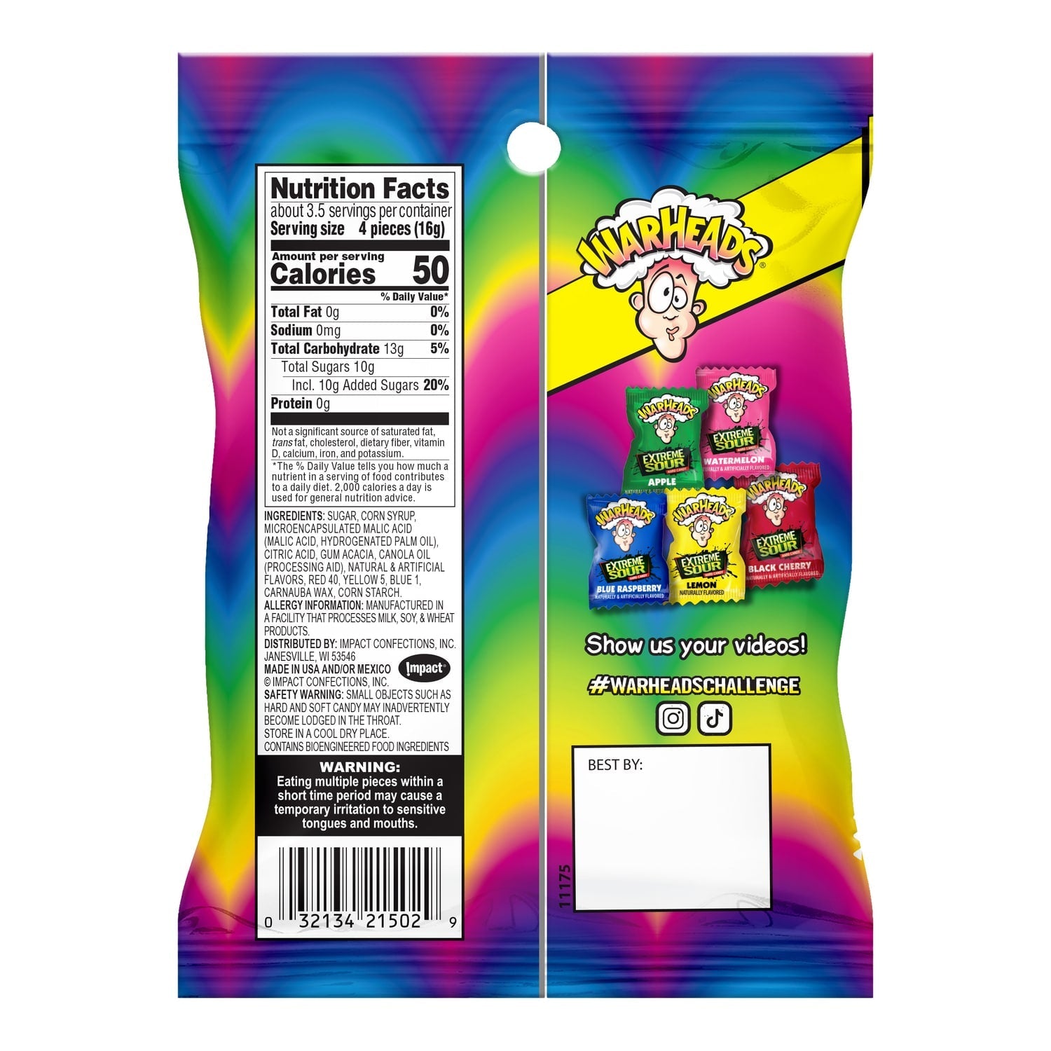 Warheads Extreme Sour Hard Candies, 2 oz. Bags