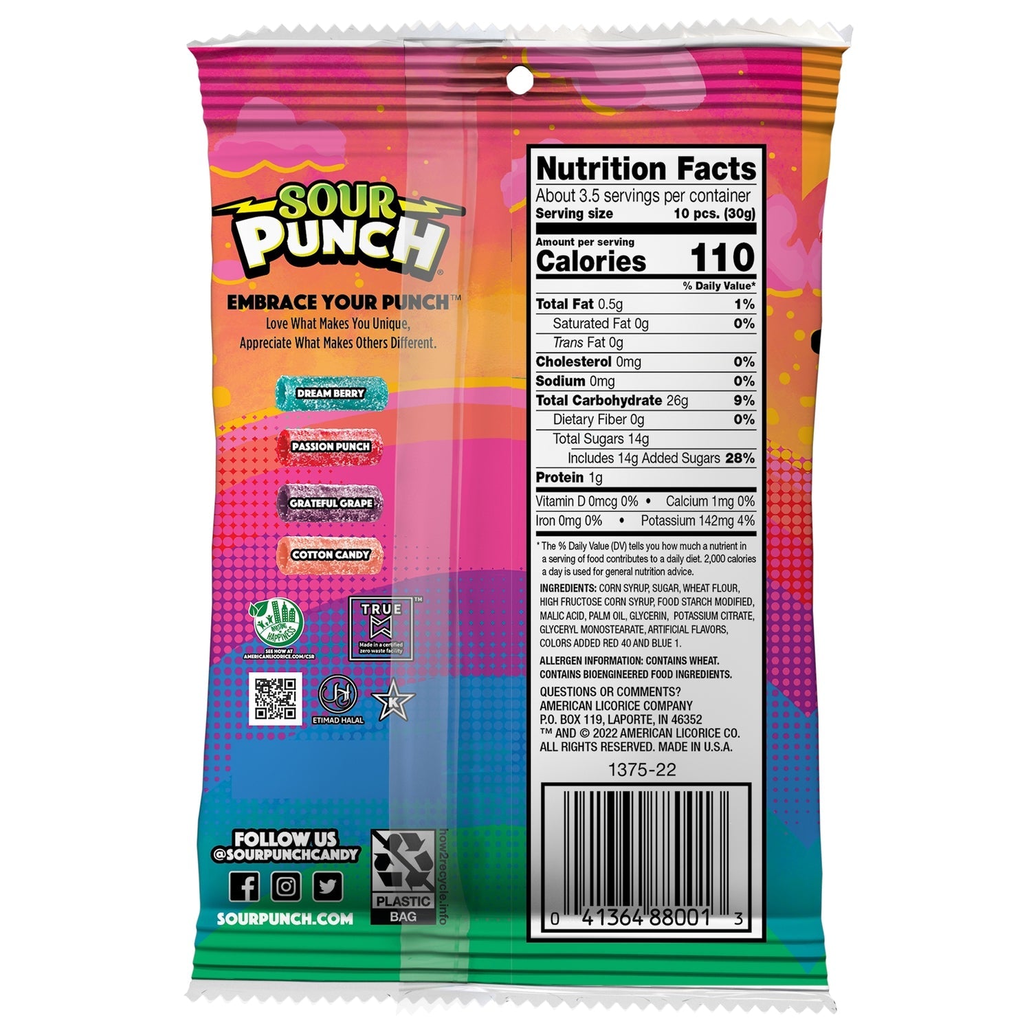 Sour Punch Not Sour Sweet Bites Assorted Flavors Candy, 3.7 oz.