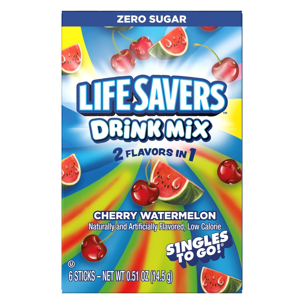 Life Savers Cherry Watermelon-flavored Drink Sticks, 6-pc Pack.