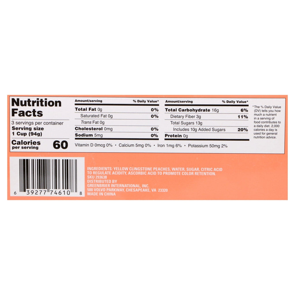 Island Choice Yellow Clingstone Diced Peach Cups, 3-ct. Packs