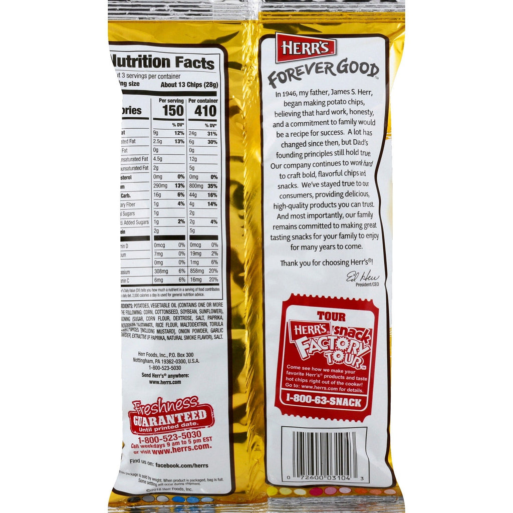 Herr's Barbeque Flavored Potato Chips, 1-ct.