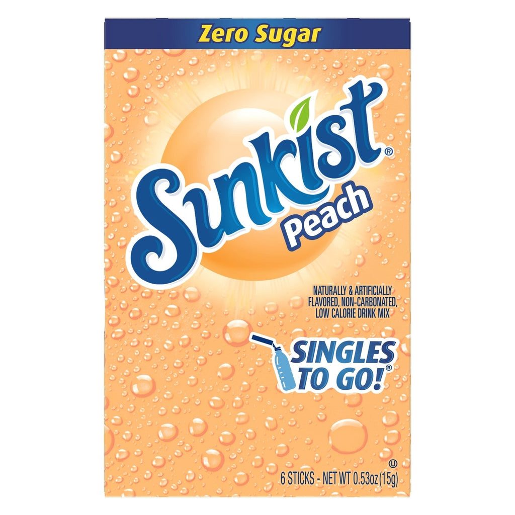 Sunkist Peach-flavored Drink Mix Sticks, 6-pc Pack.