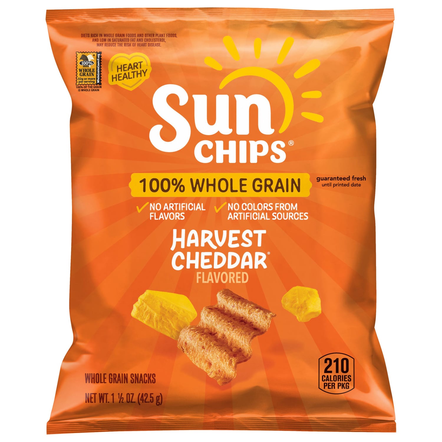 SunChips Whole Grain Snacks Harvest Cheddar Flavored 1 1/2 Oz