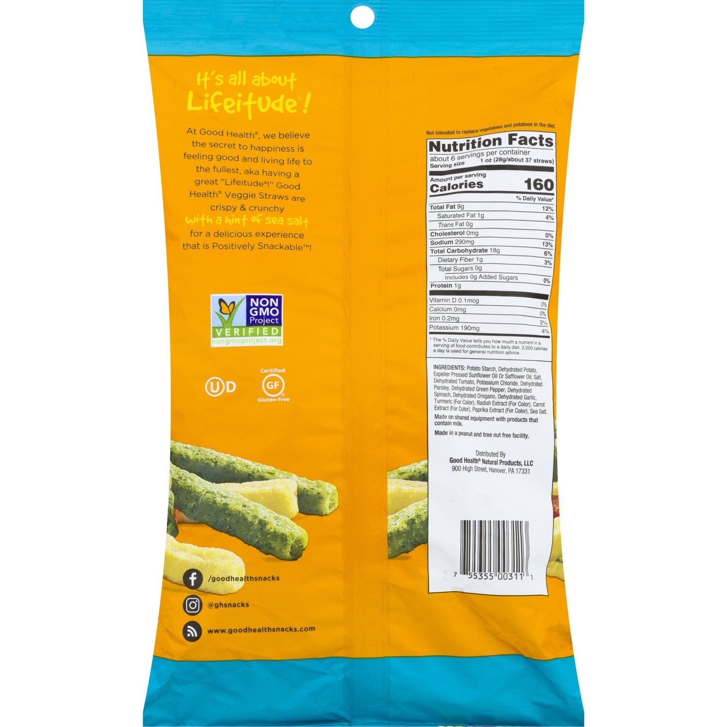 Good Health Veggie Straws with Sea Salt, 2.75-oz. Bags